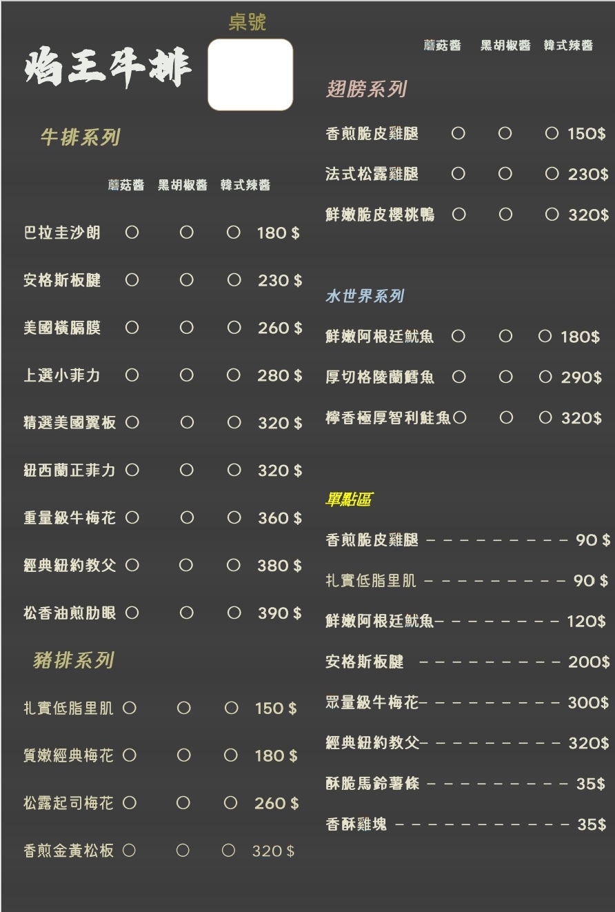 台中西屯平價牛排│焰王牛排。最低只要150元即可享受美味排餐