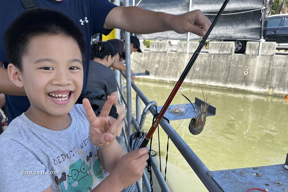 嘉義布袋│榕樹下阿瑞戶外釣蝦場。泰國蝦超好釣，親子同樂的好去處