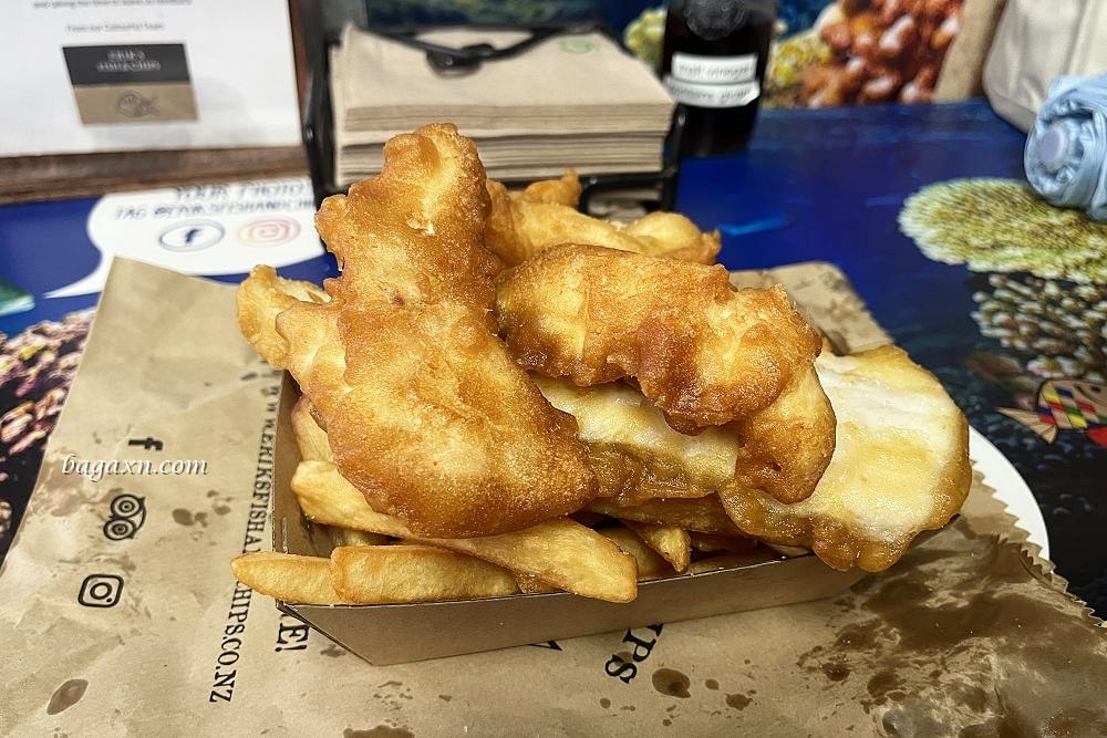 紐西蘭皇后鎮│Erik’s Fish and Chips。薯條很好吃，但番茄醬要加錢