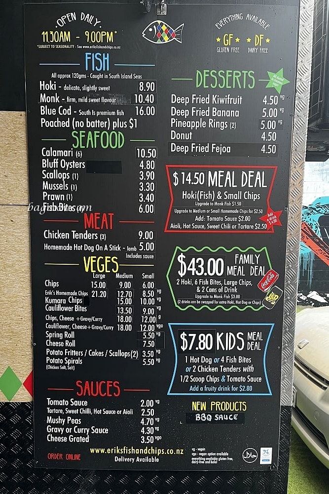 紐西蘭皇后鎮│Erik’s Fish and Chips。薯條很好吃，但番茄醬要加錢