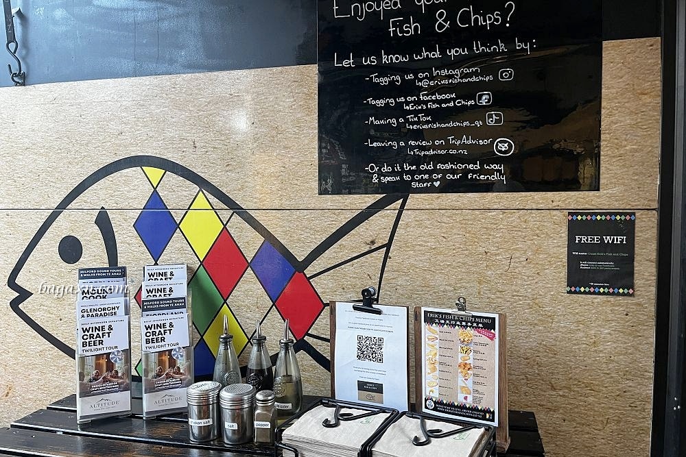 紐西蘭皇后鎮│Erik’s Fish and Chips。薯條很好吃，但番茄醬要加錢