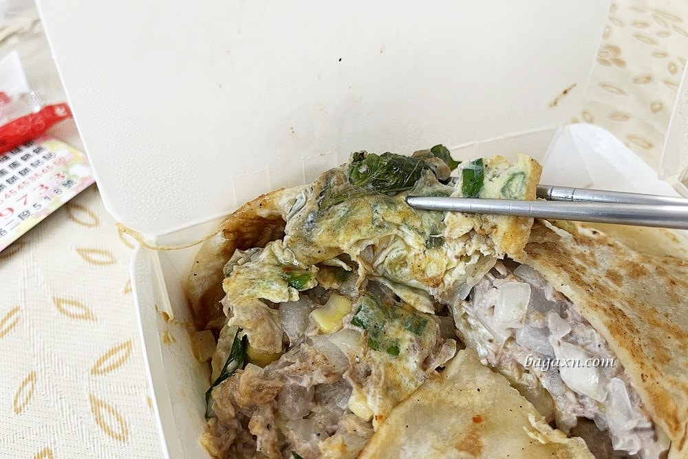 台中后里│月眉手工蛋餅。每日限量，推鮪魚蛋餅加特製辣